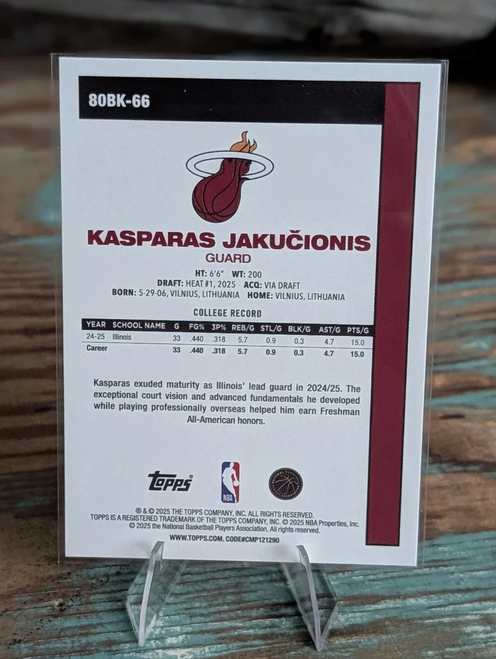 2025 Topps 1980 Red Foil Kasparas Jakocionis 5/5 #80BK-66